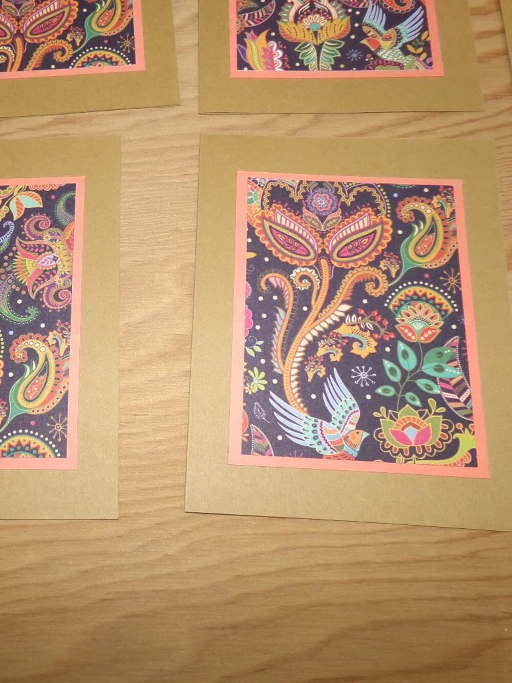Set of 12 NWT Handmade Dark Floral & Paisley Notecards